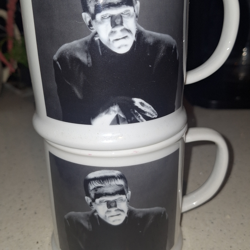 Classic Black and White Frankenstein Mug Set